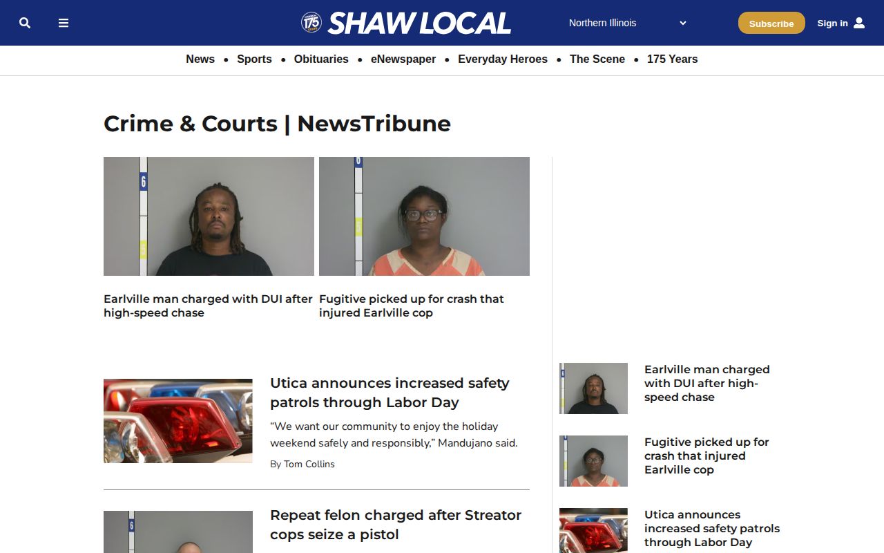 Shaw Local NewsTribune LaSalle County crime and courts coverage